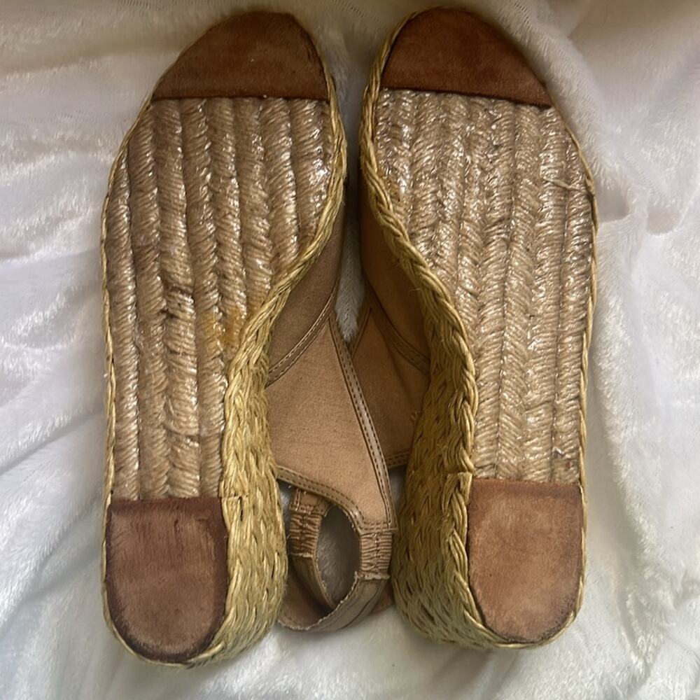 Lauren Ralph Lauren catrin sz 8.5b wedge espadrilles khaki jute sandals - Picture 5 of 15